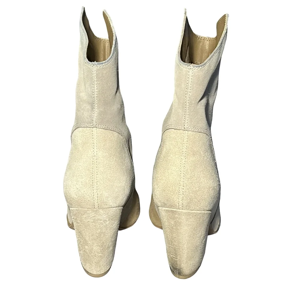 Dolce Vita Nestly Boots Womens Size 8 Beige‎ Suede Color Block Ankle Block Heel